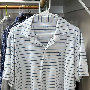 Rhoback white and blue striped polo. Size large